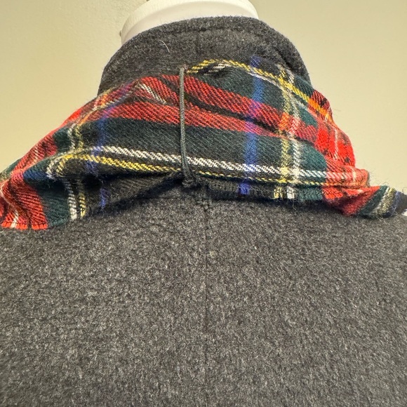 VTG Women's 12/14 Black Charcoal Union Made In USA Thick 100% Wool Long Trench - Picture 6 of 16